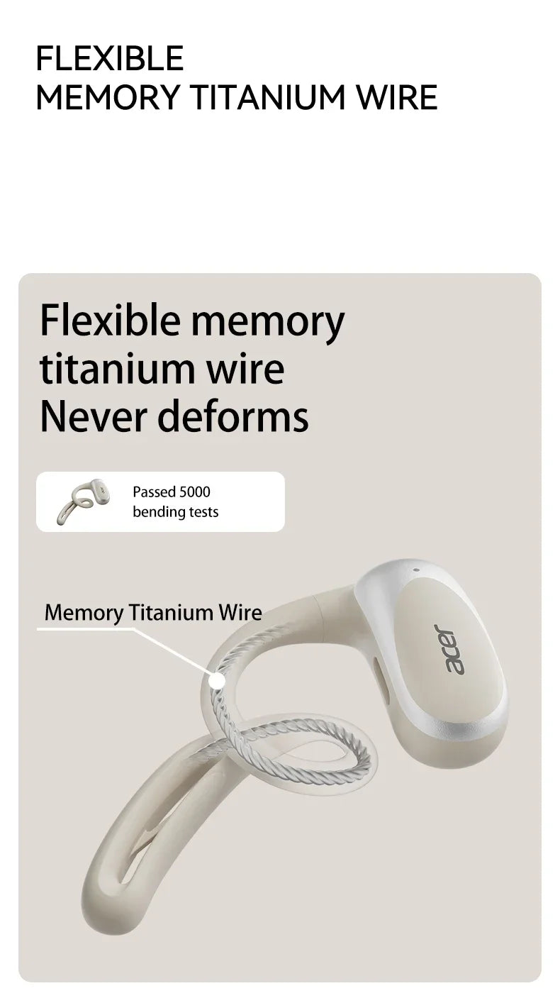 Acer OHR-517 Open-Ear Earphones Ear Hooks Wireless Bluetooth 5.4 Headphones Hi-Res OWS Earphones Bass Boost Sport Earbuds 48Hrs