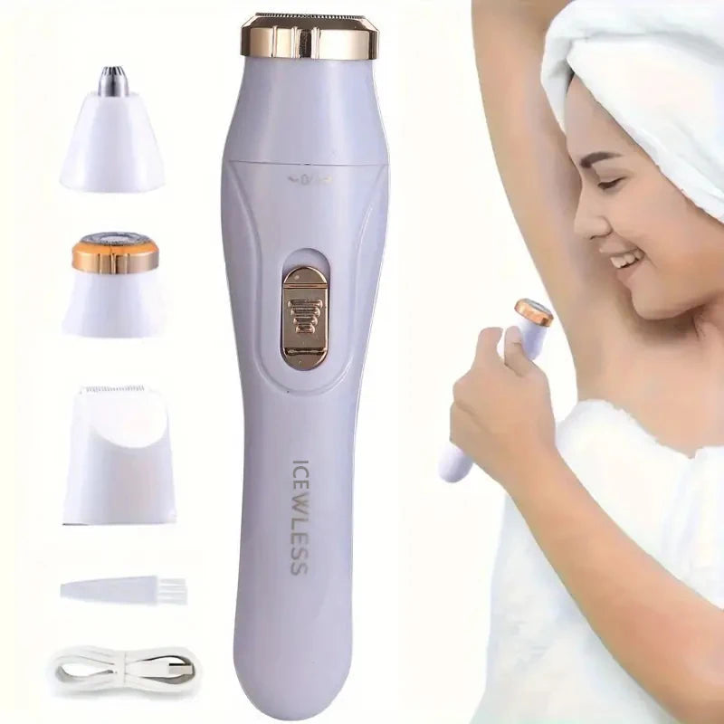 USB Charging Three in One Shaver, Women's Home Multifunctional Underarm Hair Removal Device, Eyebrow Trimmer, Nose Hair Remover