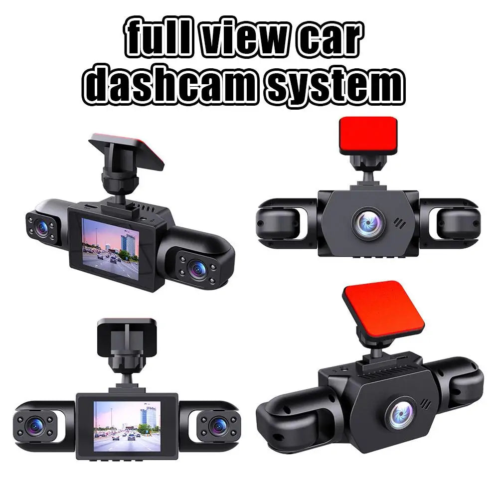 4-Lens 360° Panoramic Dash Cam, Full HD 1080P Car Driving Recorder with Front Rear Left Right Wide-angle Cameras Loop Recording