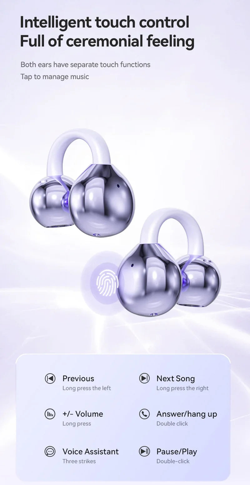 2026 Ear Clip Wireless Bluetooth Earphones High Frequency Long Endurance Low Latency Noise Reduction Gaming Sports Headphones