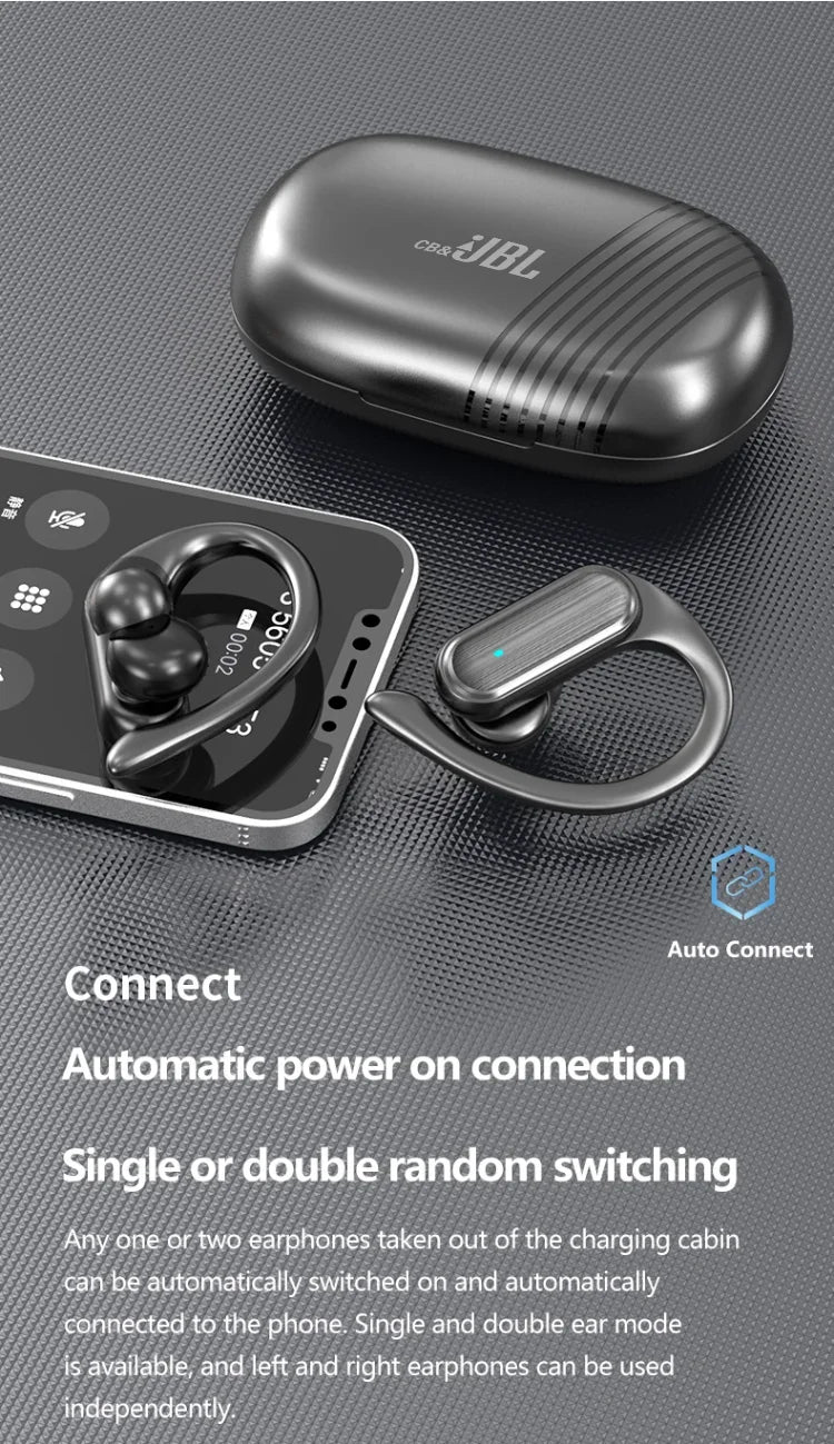 For CB&JBL Bluetooth TWS Wireless Earphones A520 Auricles Headphones EarHooks Game Headset Sports Touch Control Earbuds with Mic
