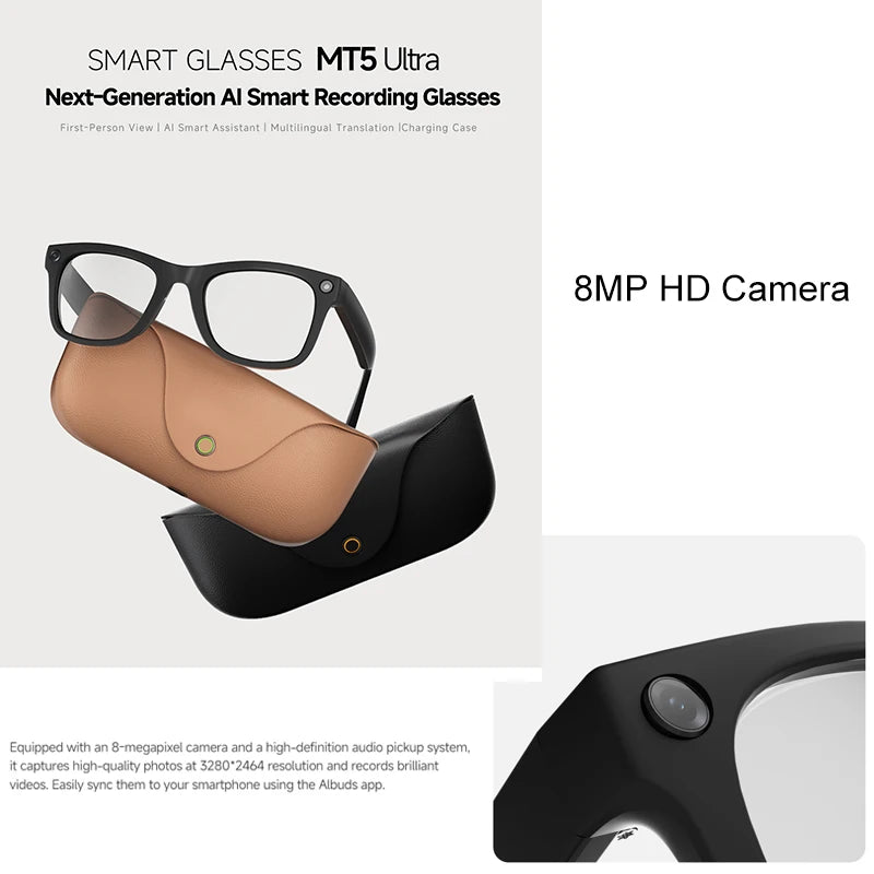 2026 New Smart Glasses 800W Take Pictures Record Al Translation WIFI Transmission AI Recognition GPT 2000MAH Music Smart Glasses
