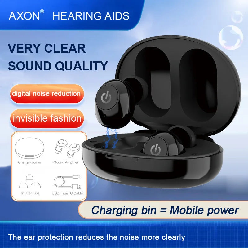 Boost Sound Amplifier Audiphone Rechargeable Auxiliary Listening Earphones In-Ear Invisible Noise Reduction Earbuds For Elderly