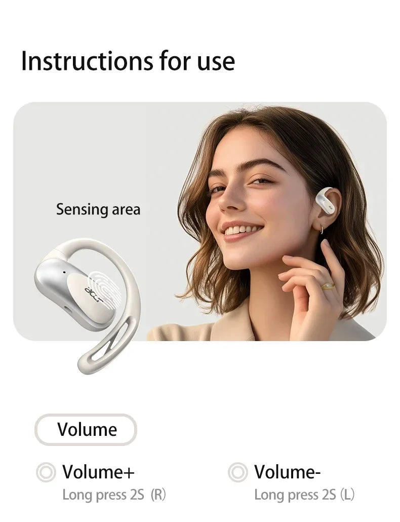Acer OHR-517 Open-Ear Earphones Ear Hooks Wireless Bluetooth 5.4 Headphones Hi-Res OWS Earphones Bass Boost Sport Earbuds 48Hrs