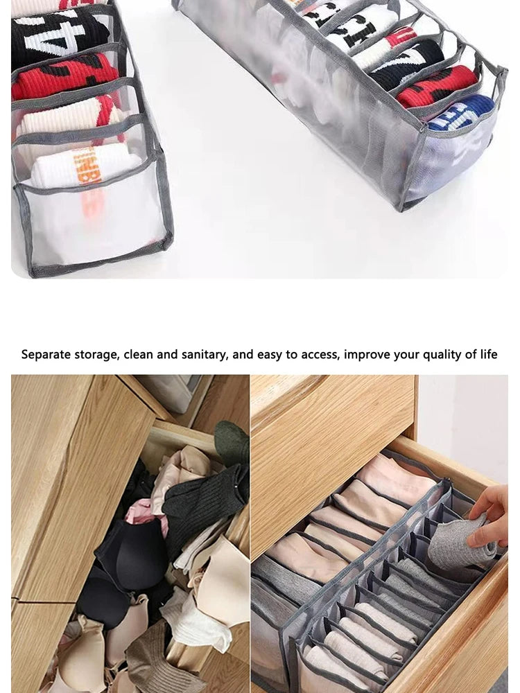 11 Compartment Home Collapsible Underwear Storage Box Nylon Organizing Dormitory Storage Bra Organizing Breathable Mesh Bag