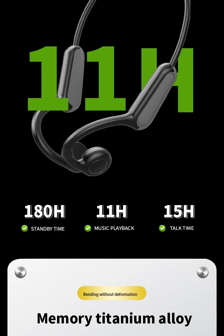 B8 True Bone Conduction Earphones Bluetooth 5.3 Sports Wireless Headphones Ear Hook IPX5 Waterproof Headset for Running Driving