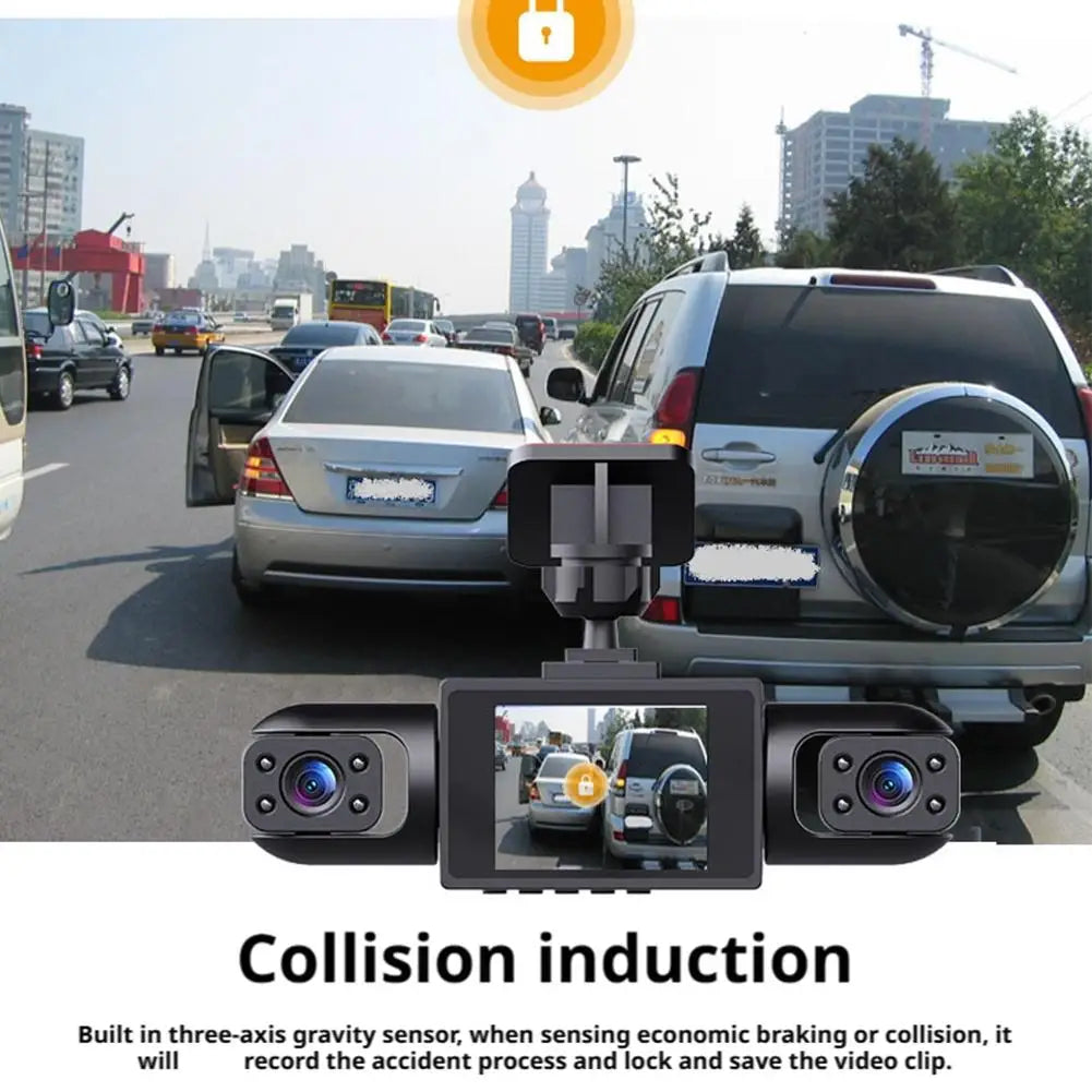 4-Lens 360° Panoramic Dash Cam, Full HD 1080P Car Driving Recorder with Front Rear Left Right Wide-angle Cameras Loop Recording
