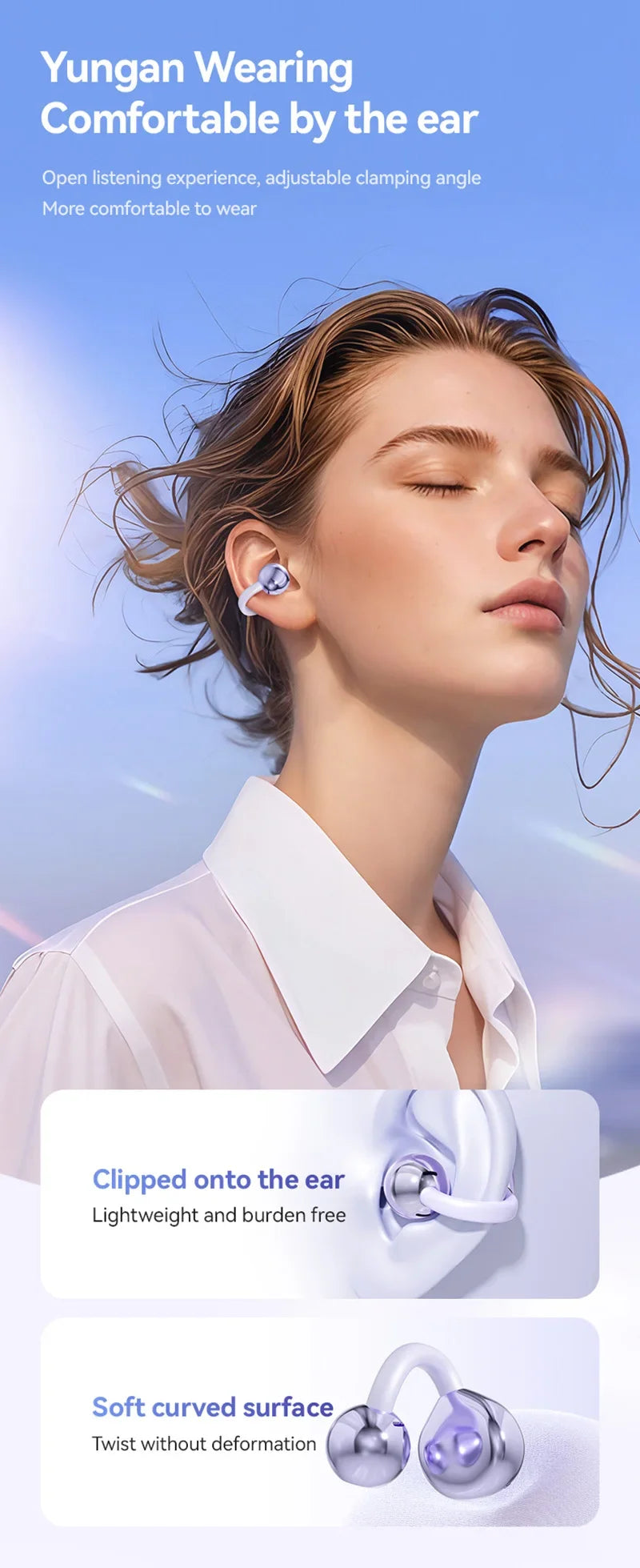 2026 Ear Clip Wireless Bluetooth Earphones High Frequency Long Endurance Low Latency Noise Reduction Gaming Sports Headphones