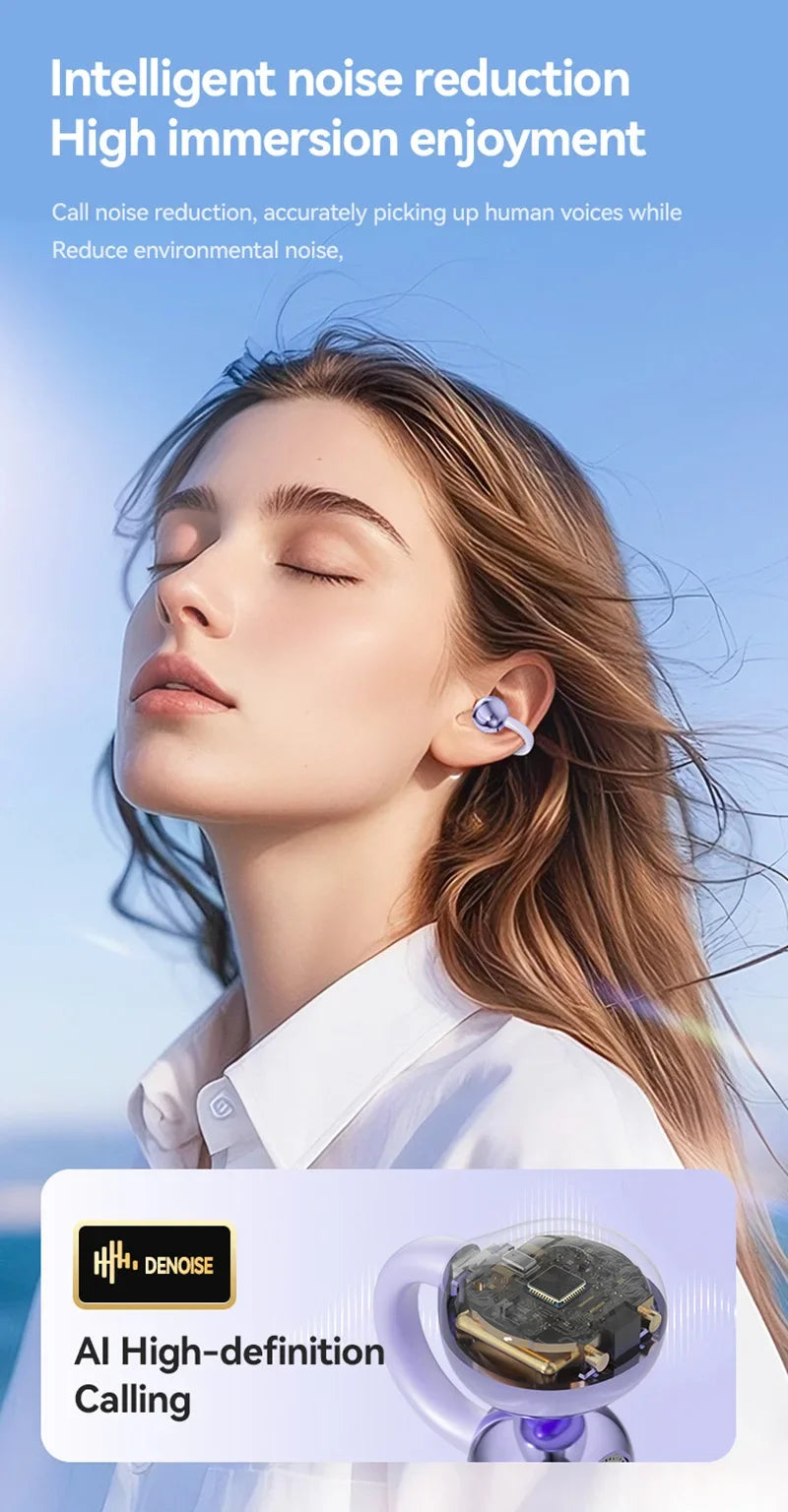 2026 Ear Clip Wireless Bluetooth Earphones High Frequency Long Endurance Low Latency Noise Reduction Gaming Sports Headphones