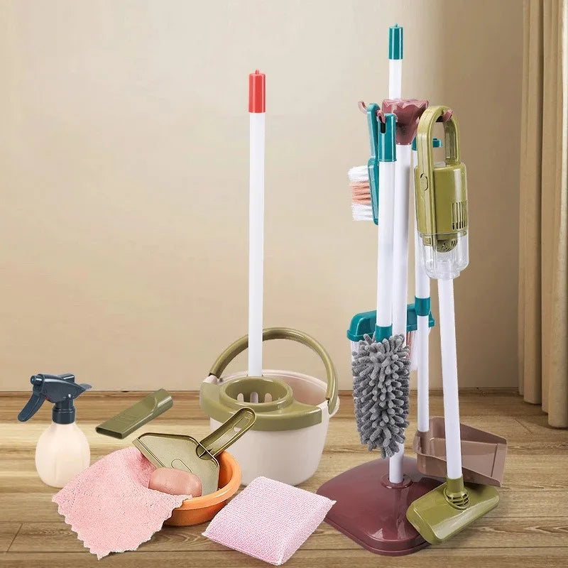 Kids Simulation Life Cleaning Toys Housework Pretend Play Tool Set &Hygiene Simulation Broom Vacuum Cleaner Tool Set for Kids