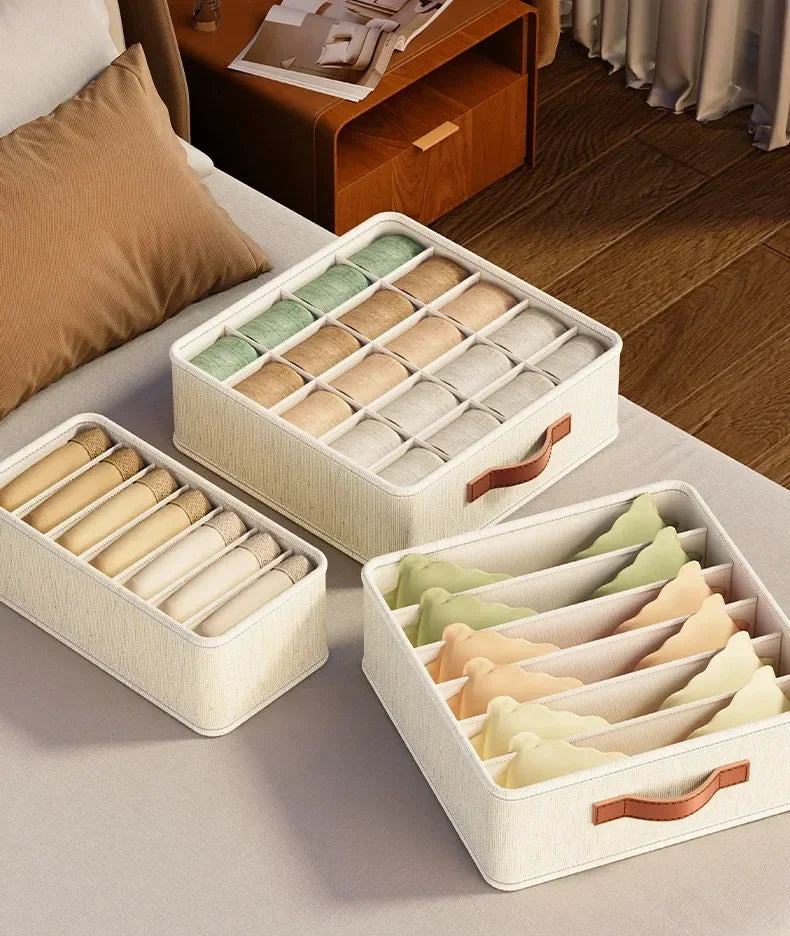 1-5PCS Fabric Drawer Organizers for Underwear Socks Bras - Closet Storage Box with Dividers Foldable Wardrobe Shelf Organizer Se