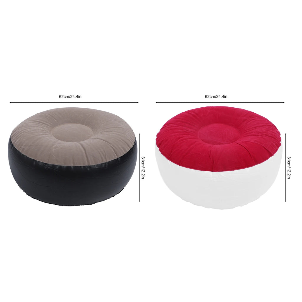 1Pc Inflatable Flocking Stool Multipurpose Lightweight Ergonomic Design Round Portable Inflatable Stool for Travel Camping