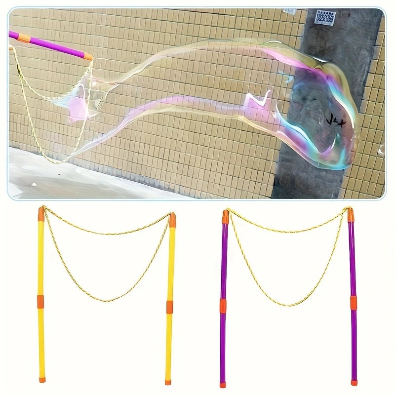 Giant Bubble Wand Kit Kids Outdoor Bubble Maker Toy Large Bubble Blower Set for Garden Beach Party Fun