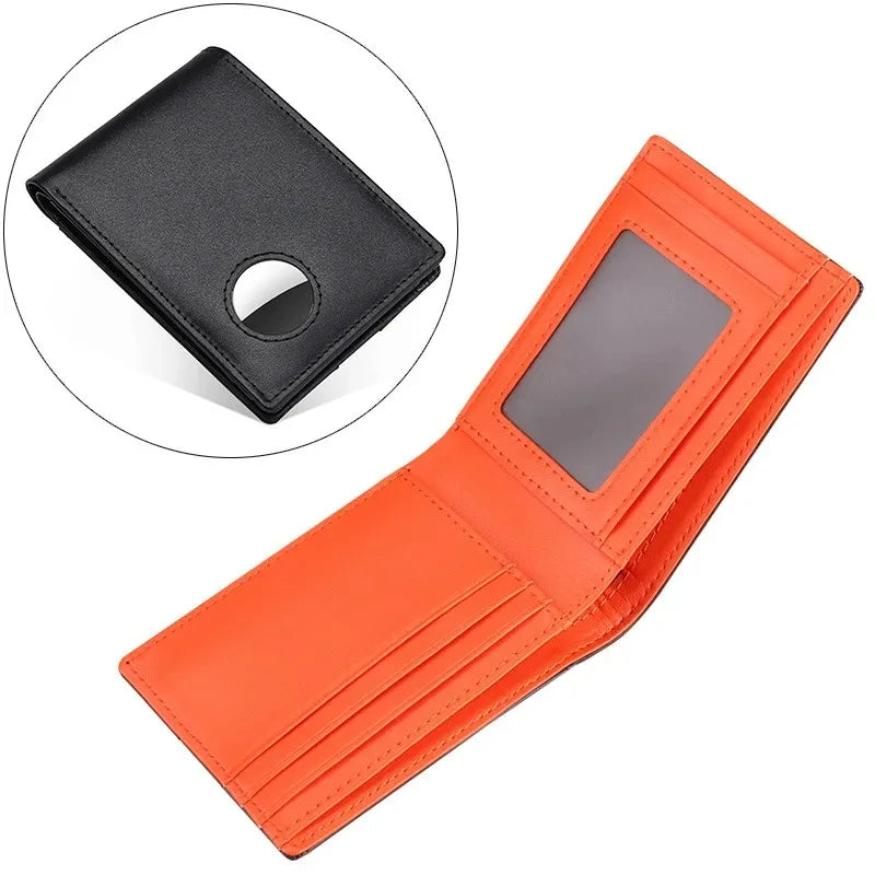 Airtag Wallet for Men Genuine Leather Bifold Wallets with Airtag Holder Classic Rfid Slim Front Pocket Men Card Holder Purse