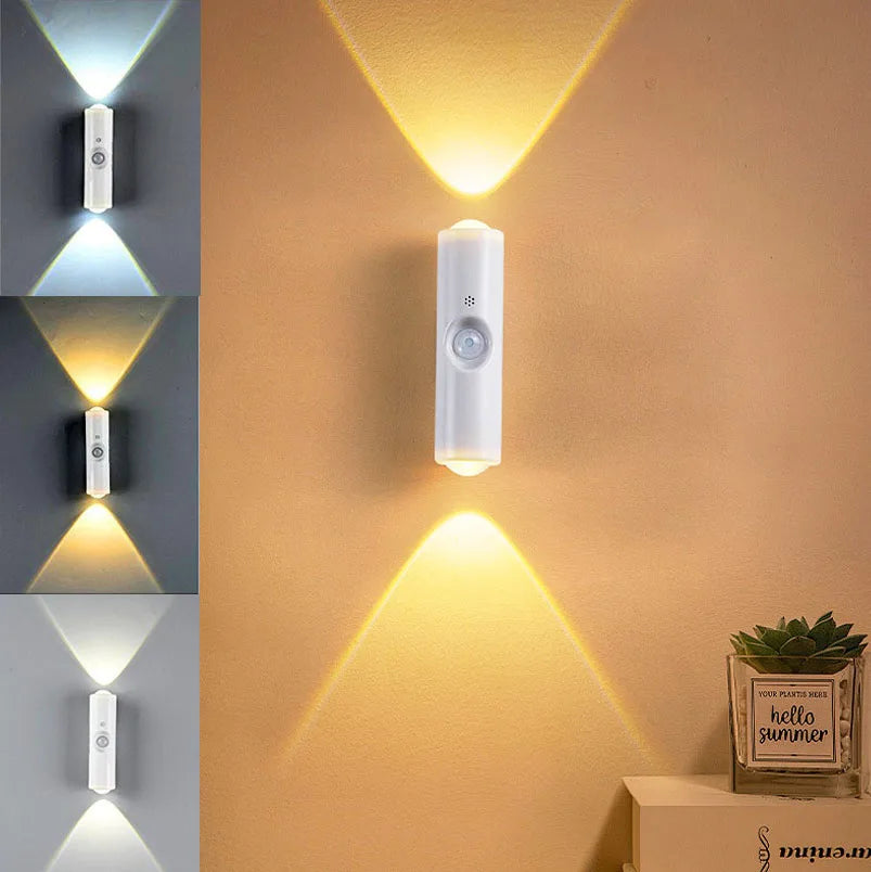 Rechargeable Magnetic LED Night Light RGB Sunset Lamp Wireless Wall Lamp With Motion Sensor For Stair Cabinet Hallway Room Decor