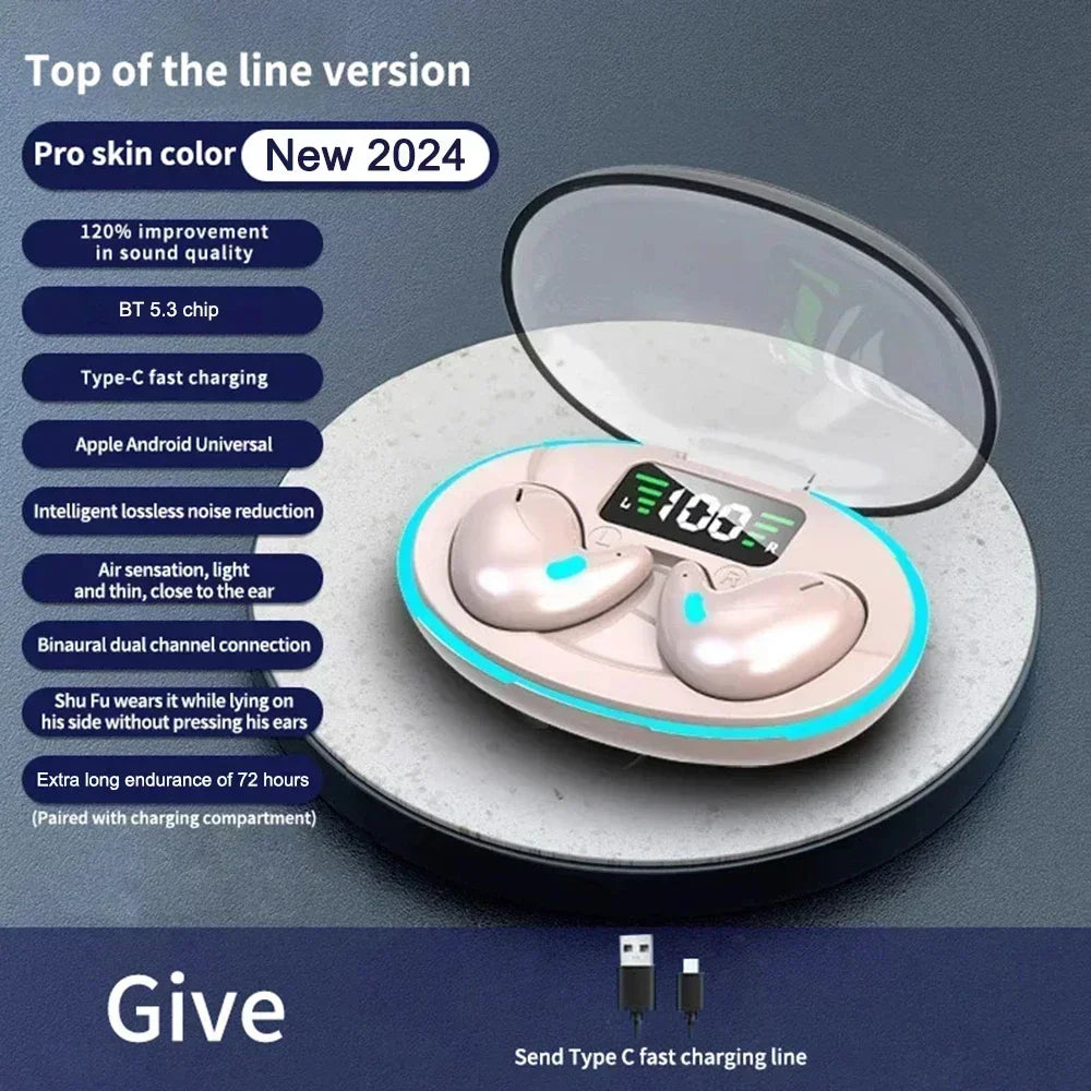 Sleeping Earbuds Wireless Mini Headphones For Work TWS Bluetooth Earphone Stereo Hidden Headsets with Mic HD Call Waterproof X55