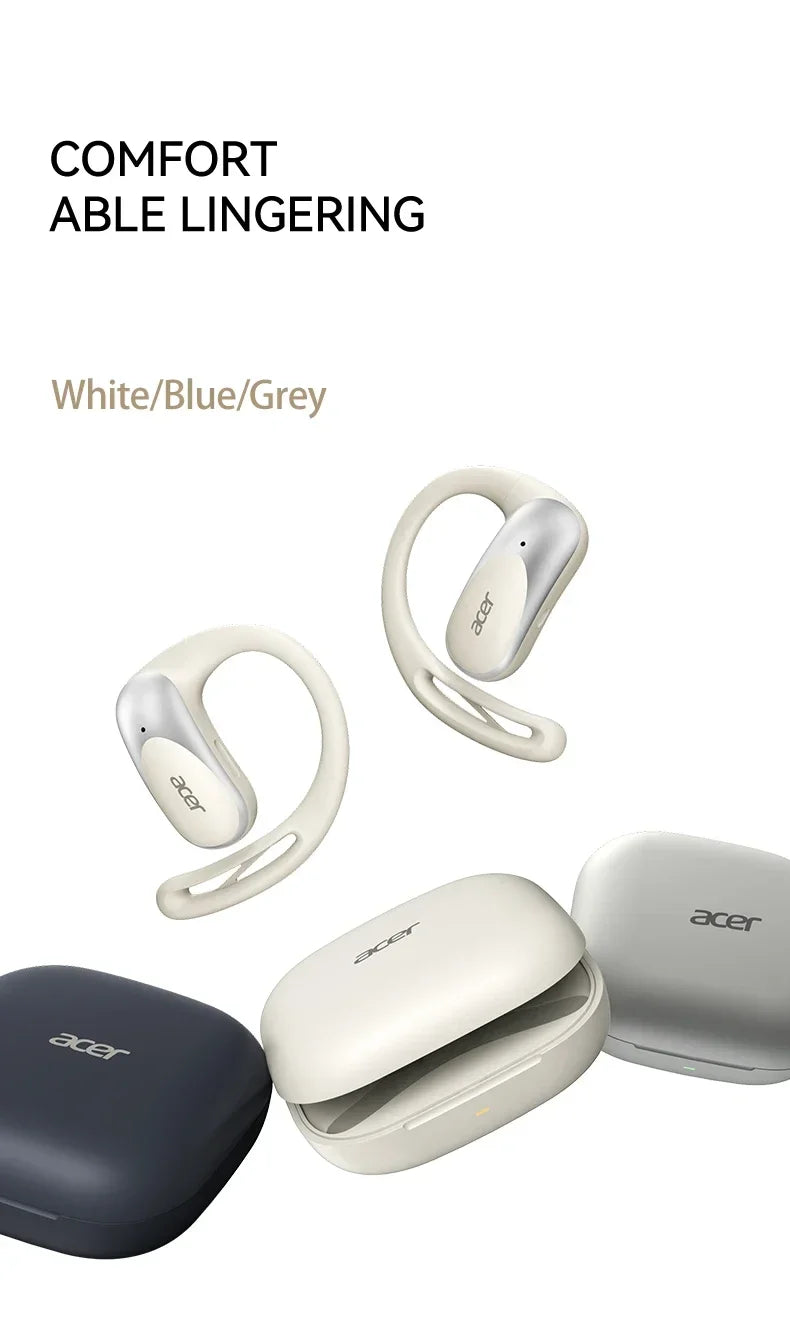 Acer OHR-517 Open-Ear Earphones Ear Hooks Wireless Bluetooth 5.4 Headphones Hi-Res OWS Earphones Bass Boost Sport Earbuds 48Hrs
