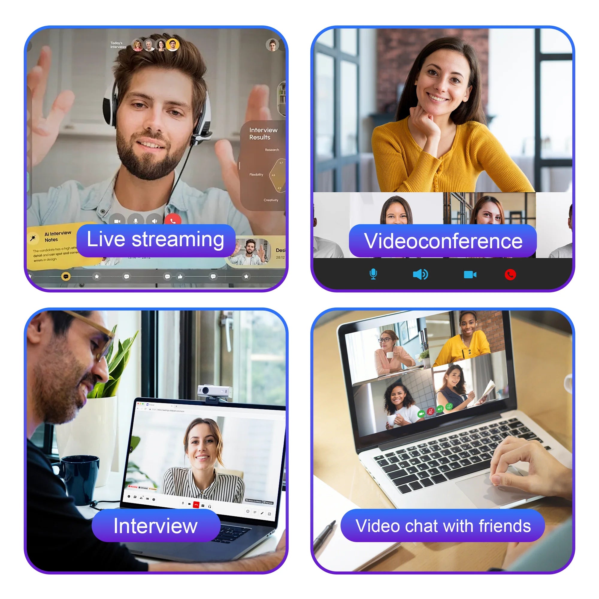 4K USB Webcam Autofocus Remote Control Mini Metal USB Camera1080P 30FPS with Tripod Mic for/Pro Live Streaming Video Call