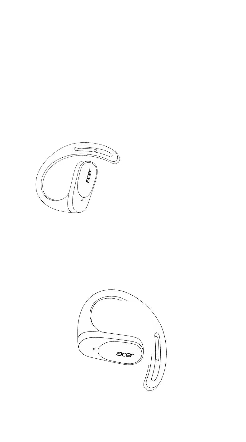 Acer OHR-517 Open-Ear Earphones Ear Hooks Wireless Bluetooth 5.4 Headphones Hi-Res OWS Earphones Bass Boost Sport Earbuds 48Hrs