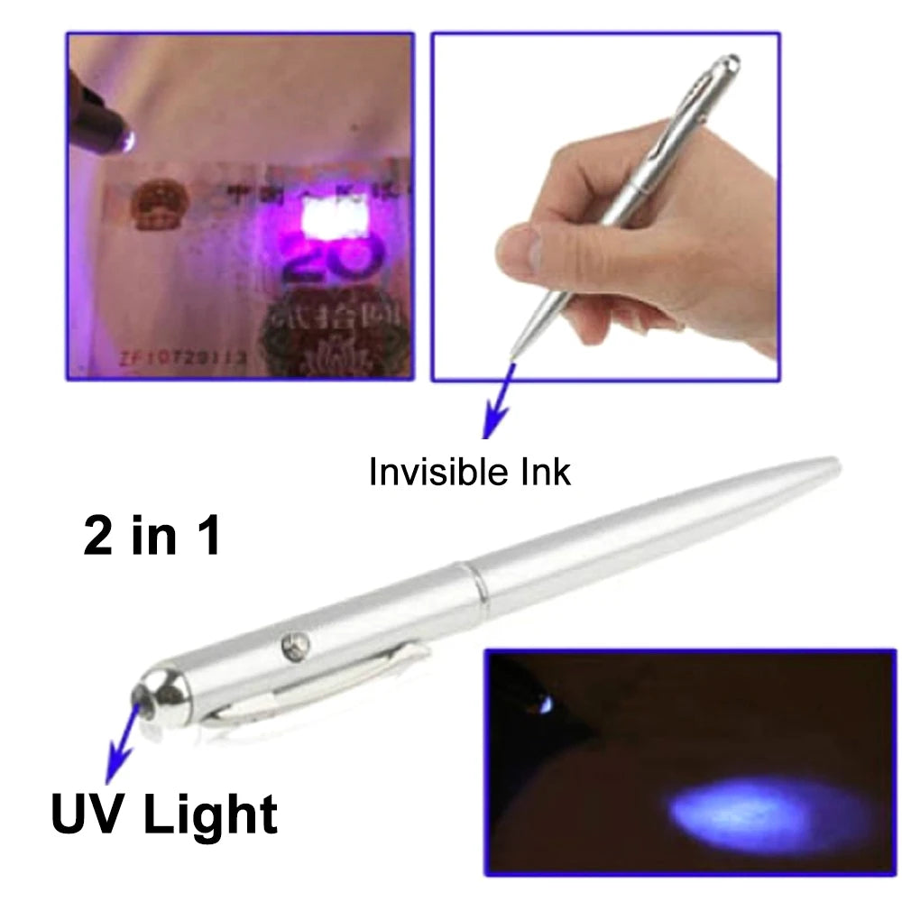 Invisible Ink Pen with UV Light Magic Secret Ballpoint Pen Hidden Handwriting Novelty for Office School Supplies
