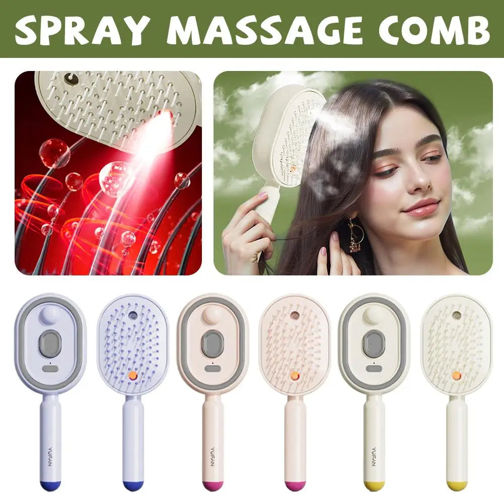 Electric Steam Brush with Water Spray Wet Electrics Hairbrush USB-C Charging for Detangling Smoothing Styling & Frizz Control