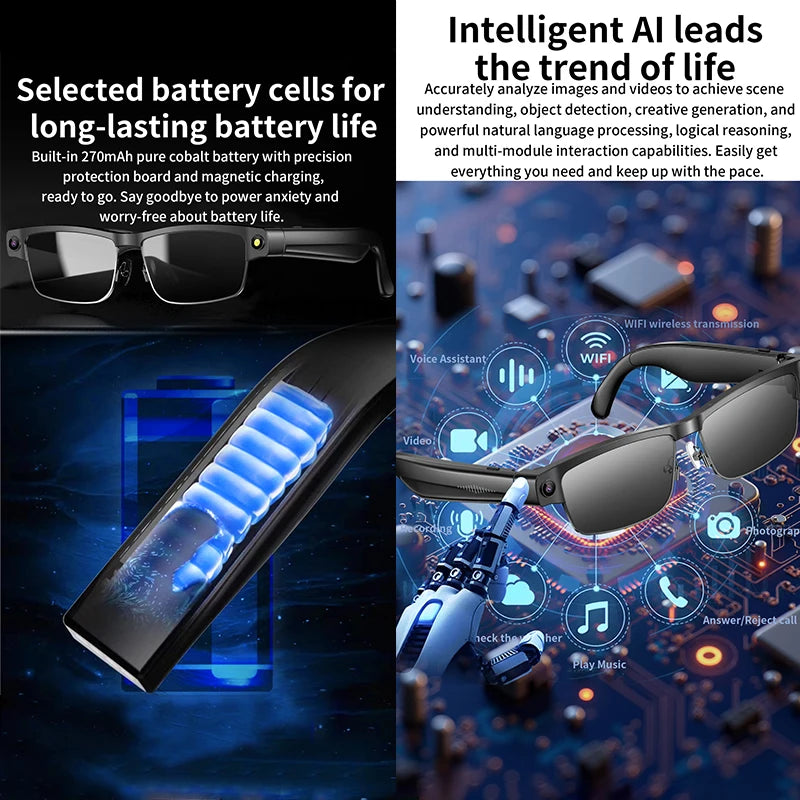 2026 4K Smart Glasses AI Translation Color-changing Lenses High-definition Voice Call Music Local Open-ear Audio Smart  Glasses