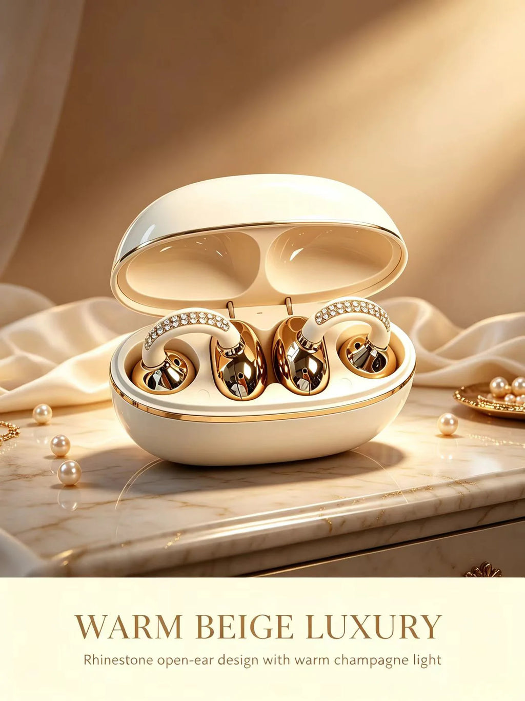 Rhinestone Open Ear Clip Wireless Earbuds Bluetooth 5.4 OWS Headphones HiFi Stereo Sports Earphones With HD Mic