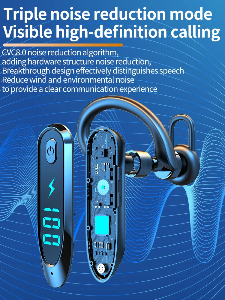 Bluetooth 6.0 Earphone Ear Hook Headphone 270 Degree Rotation LED Display HIFI Stereo Noise Reduction Headset Waterproof Earbud