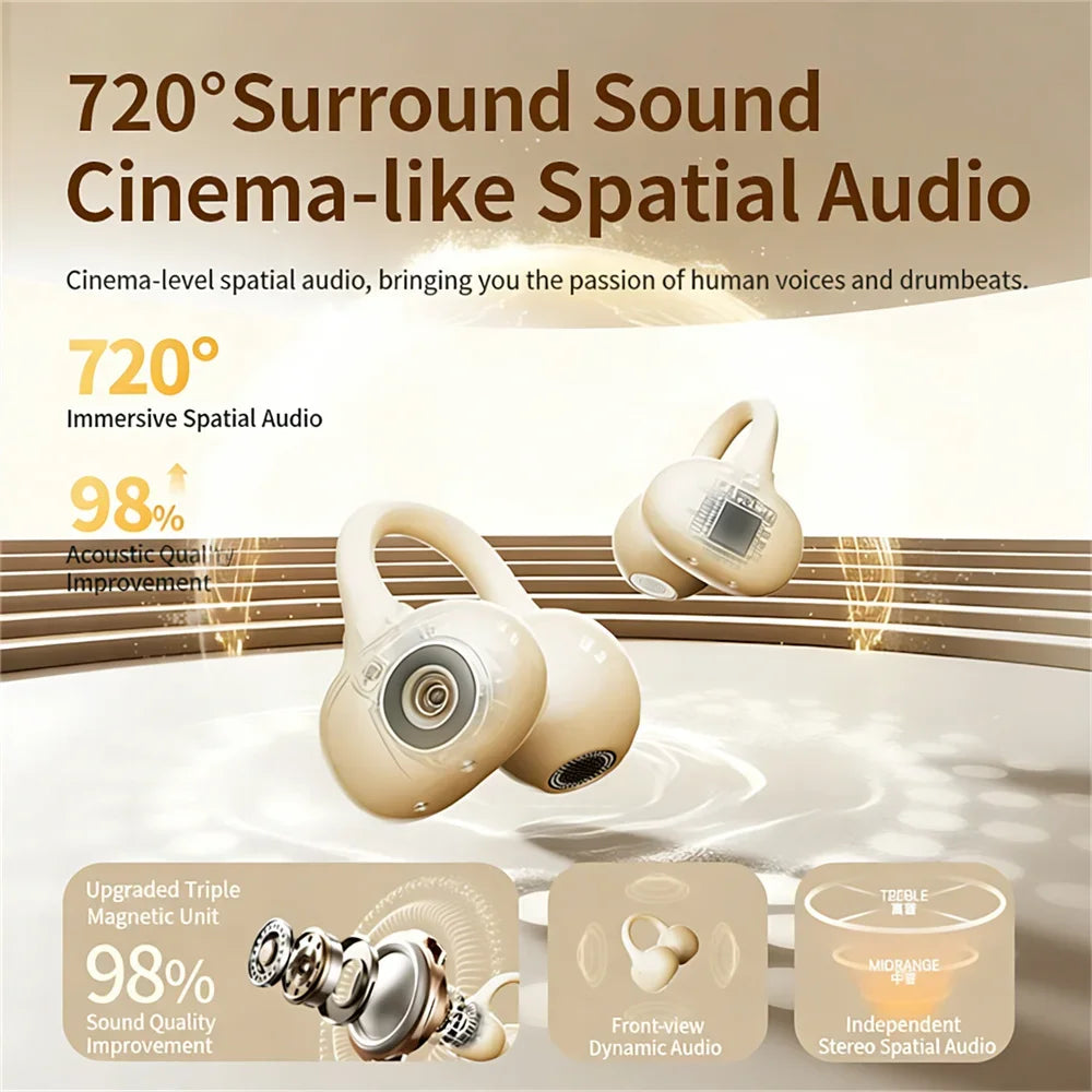 2026 New Open Bluetooth Earphone Air-bone Conduction High Sound Quality Long Battery Life Noise Reduction True Wireless Earplugs