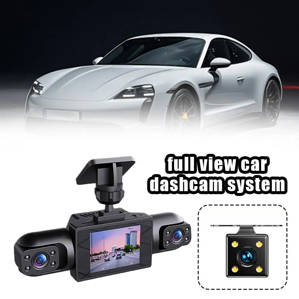 4-Lens 360° Panoramic Dash Cam, Full HD 1080P Car Driving Recorder with Front Rear Left Right Wide-angle Cameras Loop Recording