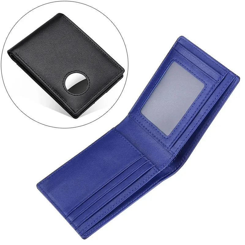 Airtag Wallet for Men Genuine Leather Bifold Wallets with Airtag Holder Classic Rfid Slim Front Pocket Men Card Holder Purse