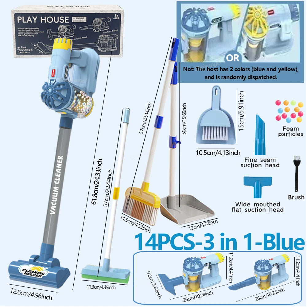 Kids Simulation Electric Vacuum Cleaner Toy Set Housekeeping Role Play Educational Toys for Toddlers Perfect Gift for Girls Boys