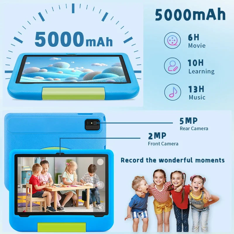 Kids Tablet, 10.1-inch Children 2025 Android 15 Tablets with Eye Protection Screen, 8GB(4+4GB) RAM 64GB Storage, 5000mAh Battery