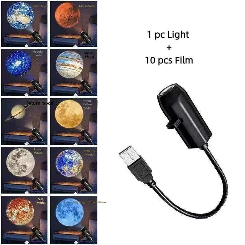 5V USB Plug In Planet Projection Lamp Indoor Ceiling Decoration Atmosphere Light Starry Sky Lamp Night Light Galaxy Projector