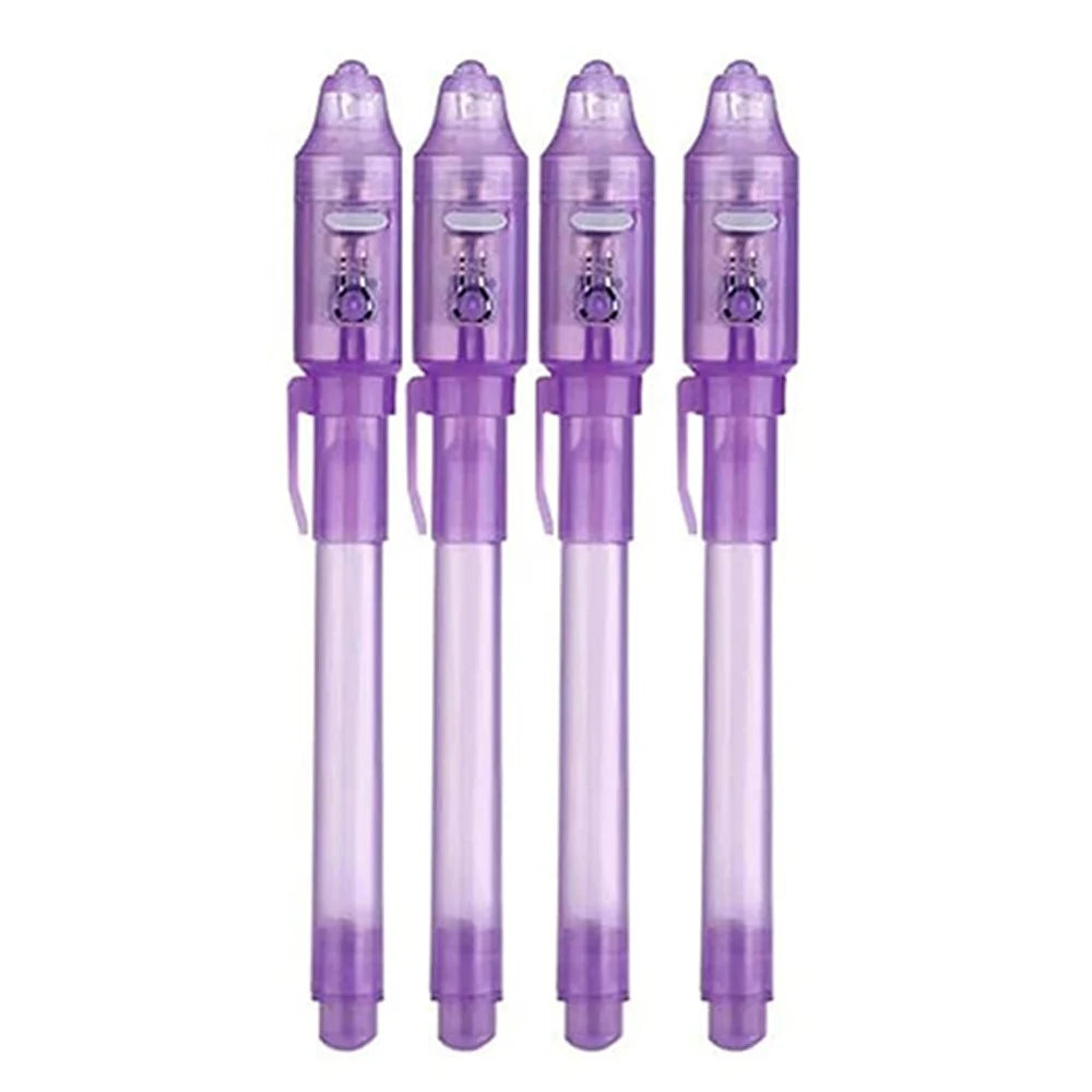 4-12pcs Invisible Ink Pen Spy Pen with UV Light Magic Marker for Secret Message Treasure Box Prizes Kids Party Favors Toys Gift