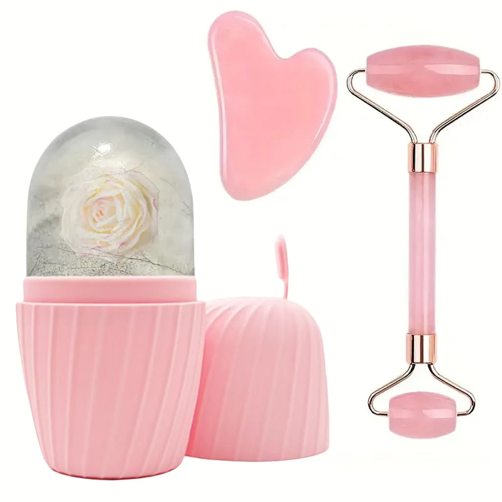 Ice Face Roller Set 1/2/3pcs Facial Roller Gua Sha Mold Cube Face Massage Lifting Contouring Skin Care Tool