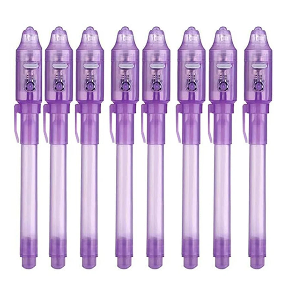 4-12pcs Invisible Ink Pen Spy Pen with UV Light Magic Marker for Secret Message Treasure Box Prizes Kids Party Favors Toys Gift