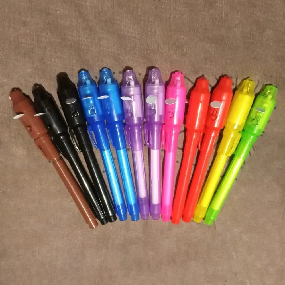 4-12pcs Invisible Ink Pen Spy Pen with UV Light Magic Marker for Secret Message Treasure Box Prizes Kids Party Favors Toys Gift