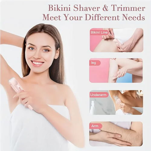 2-in-1 Dual Head Women Electric Shaver, Wet Dry USB Rechargeable Hair Remover, Portable Stainless Steel Trimmer for Face Eyebrow