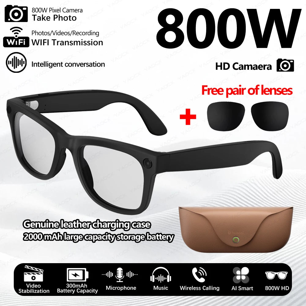 2026 New Smart Glasses 800W Take Pictures Record Al Translation WIFI Transmission AI Recognition GPT 2000MAH Music Smart Glasses