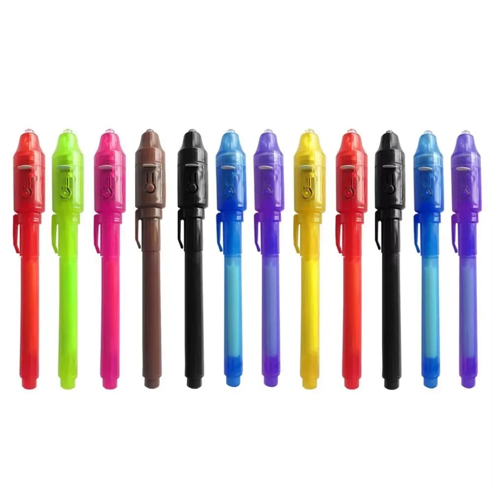 4-12pcs Invisible Ink Pen Spy Pen with UV Light Magic Marker for Secret Message Treasure Box Prizes Kids Party Favors Toys Gift