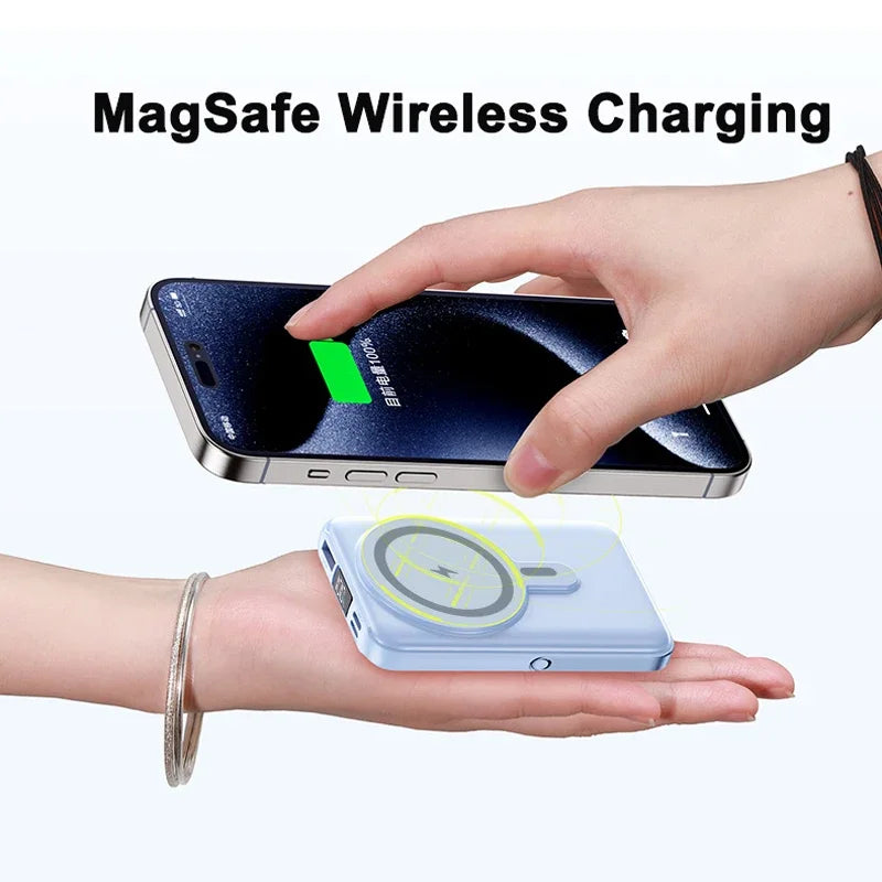 New Magnetic Power Bank 20000mAh Fast Charging Wireless W/ Cables Stand for IPhone Magsafe Powerbank Portable External Battery