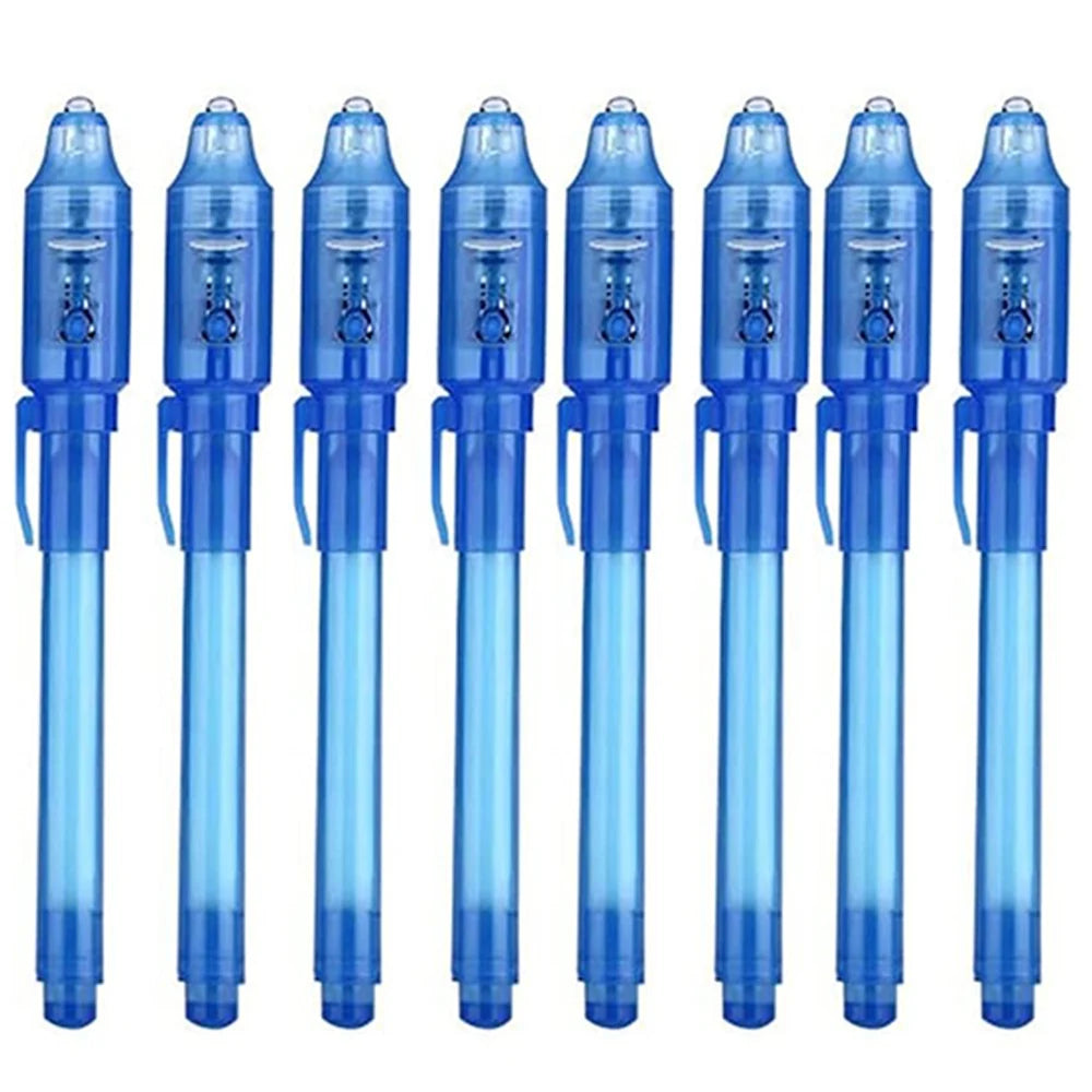 4-12pcs Invisible Ink Pen Spy Pen with UV Light Magic Marker for Secret Message Treasure Box Prizes Kids Party Favors Toys Gift