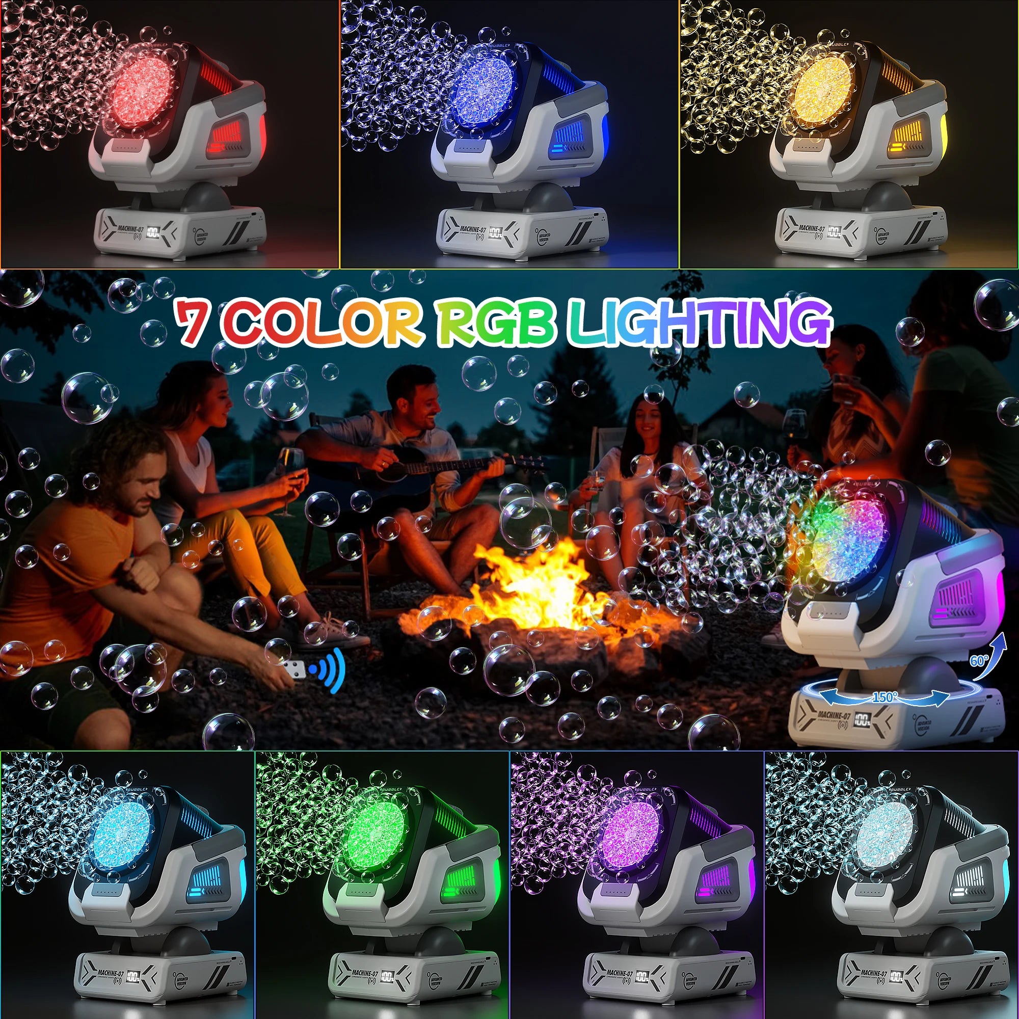 2025 Upgraded Version of the Bubble Machine with Remote Control, Automatic Rotation, and Rgb Lights, 1800Mah Rechargeable Battery, Type-C Charging, Suitable for Children, Weddings, Birthday Parties, and Outdoor Activities, Bu