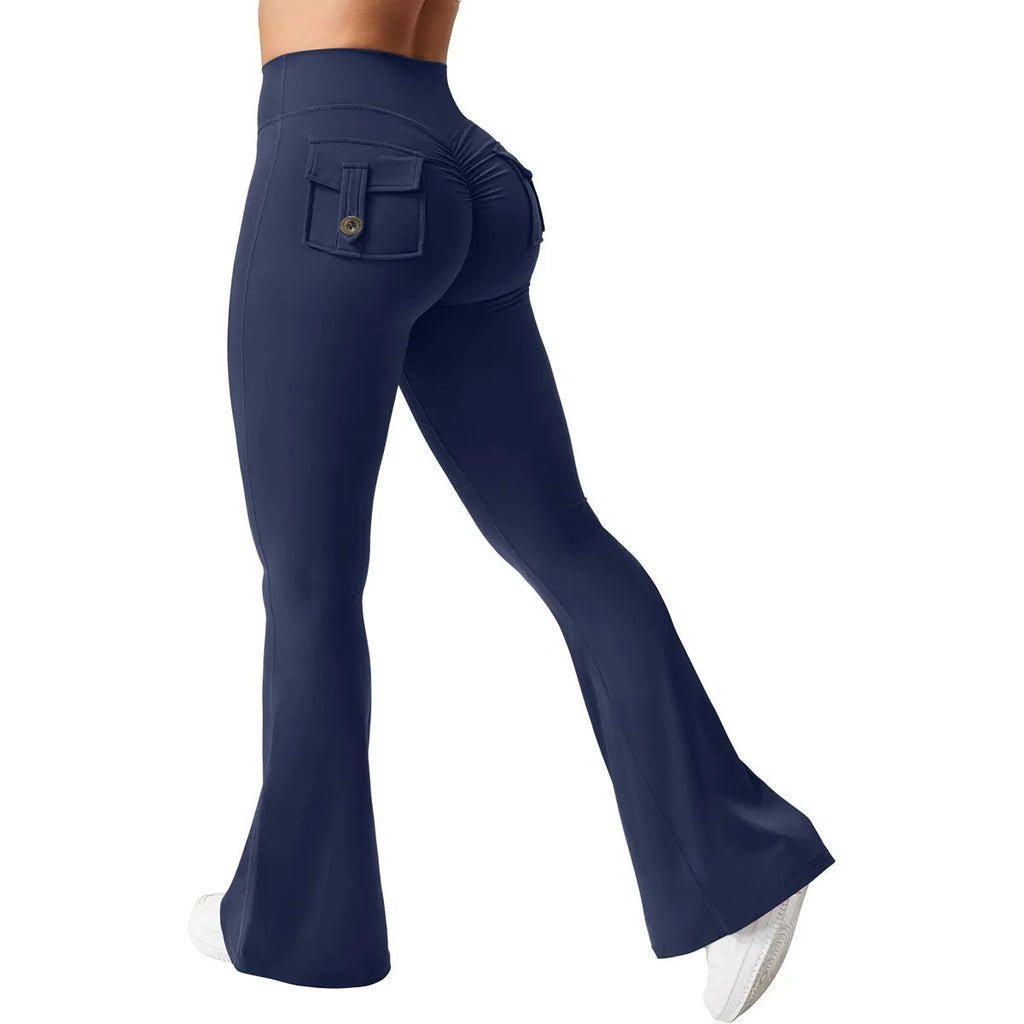 Fitness Yoga Leggings for Women Button Pocket Gym Leggings High Waist Butt Liftting Tights Leggins