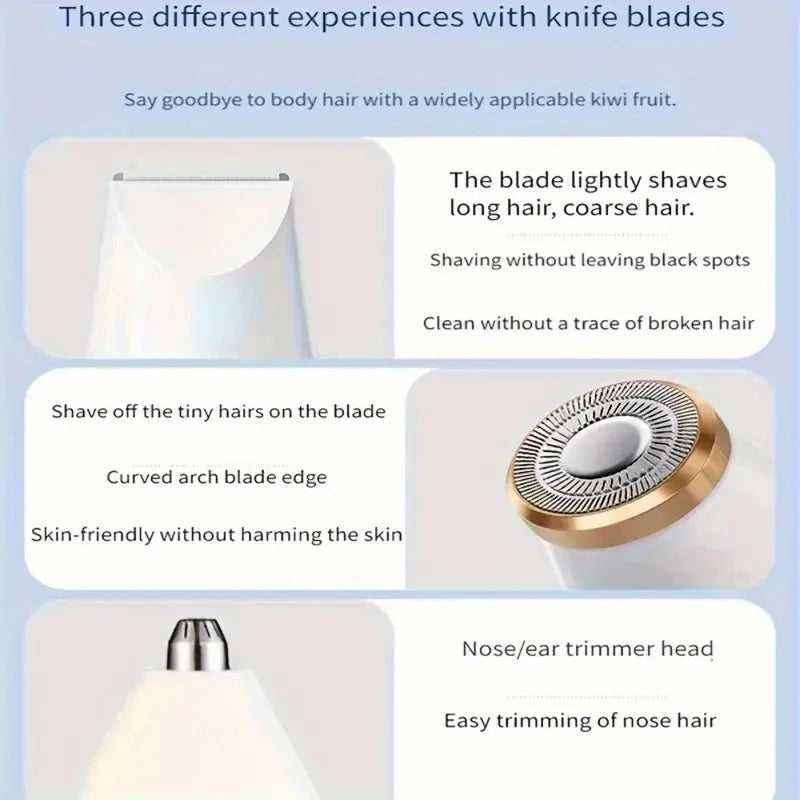 USB Charging Three in One Shaver, Women's Home Multifunctional Underarm Hair Removal Device, Eyebrow Trimmer, Nose Hair Remover
