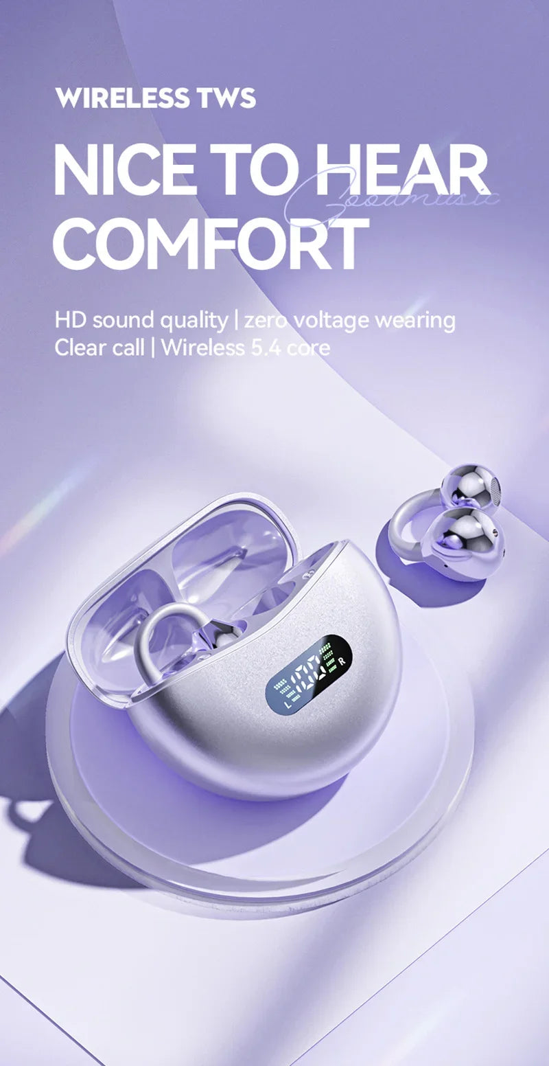 2026 Ear Clip Wireless Bluetooth Earphones High Frequency Long Endurance Low Latency Noise Reduction Gaming Sports Headphones
