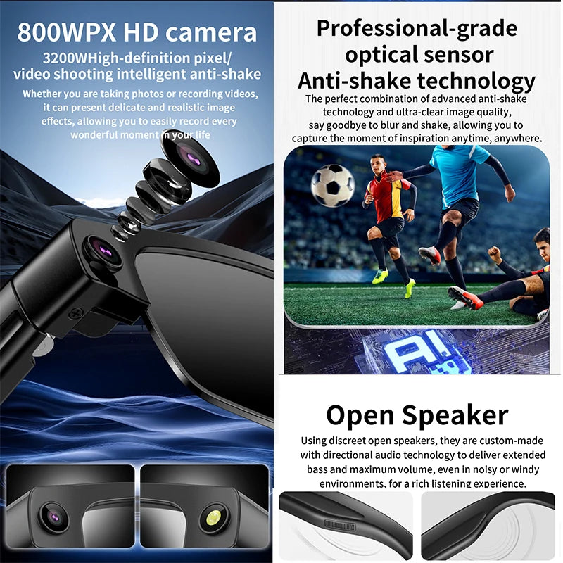 2026 4K Smart Glasses AI Translation Color-changing Lenses High-definition Voice Call Music Local Open-ear Audio Smart  Glasses