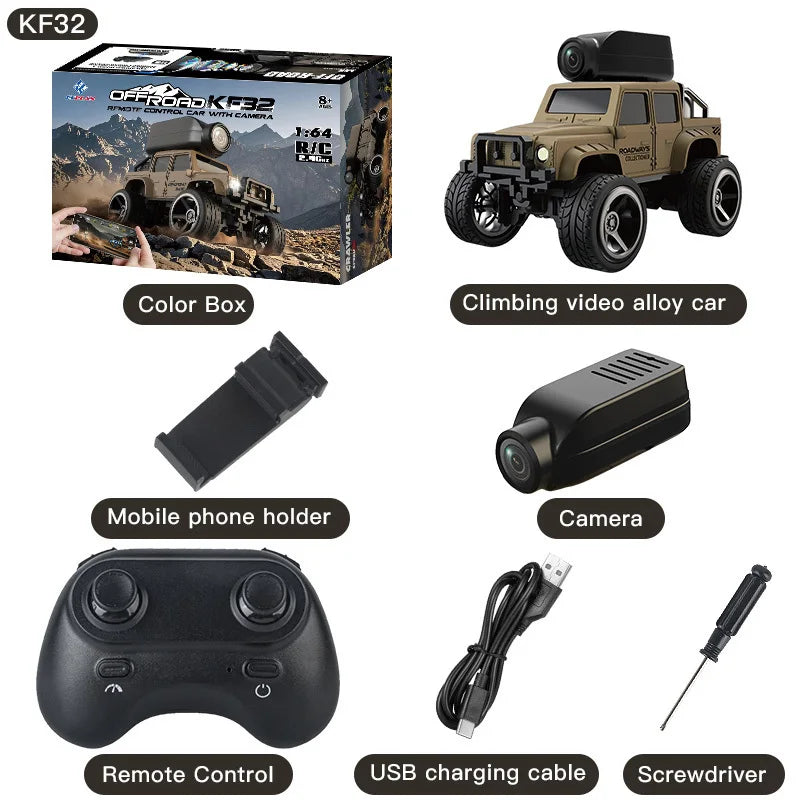 New KF32 Mini RC Car 1:64 2.4G Remote Contorl with 720P FPV Camera WiFi APP Control High Speed Racing Vehicle Toy Gift for K