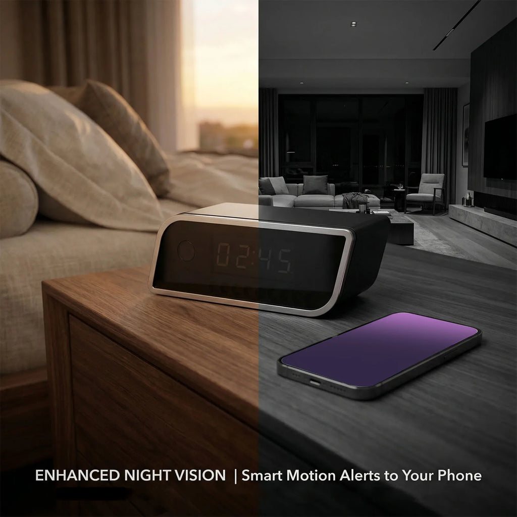WiFi Camera Clock Wireless Camera FHD WiFi Camera Clock Indoor Wireless Security Camera with LED Time Display Motion Detection